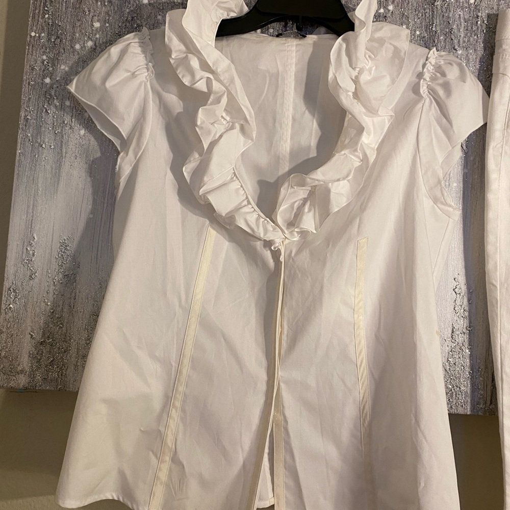 EC Magaschoni  white shirt sleeve top SZ s